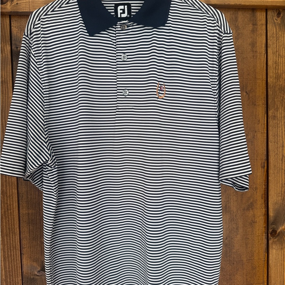 FootJoy Men's Polo with Black and White Stripes
